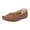 Brown, variant on Women's Leather Flat Loafers Bottom Soft Thick Sole Round Toe Casual Breathable Moccasins Hollow out Non Slip Walking Shoes Brown Size 9.5