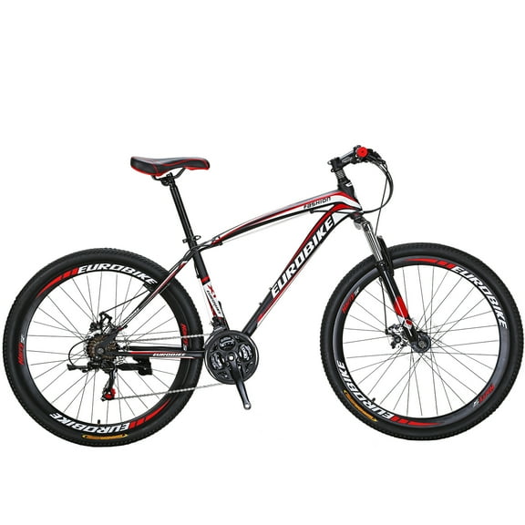 Eurobike X1 27.5 inch Mountain Bike 21 Speed Gears Front Suspension Bicycle Bikes Men Woman Red
