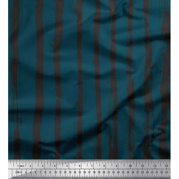 Soimoi Blue Cotton Poplin Fabric Line Geometric Printed Craft Fabric by the Yard 56 Inch Wide