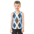 thumbnail image 2 of Brown and Blue Argyle Pattern Plaids Vest Undershirt Tank Top Sleeveless Quick Dry M, 2 of 7