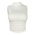 thumbnail image 6 of Yigetop Turtle Necks Tops for Women, Women's Summer Sleeveless Crew Neck Tops Ruched Tee Shirts Basic Stretch Shirts Casual Tank Top Lightweight Sleeveless Mock Neck Tops for Women White L, 6 of 8