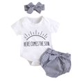 thumbnail image 1 of goowrom Barboteuse à Manches Courtes pour Filles et Shorts à Rayures avec Bandeau, 1 of 9