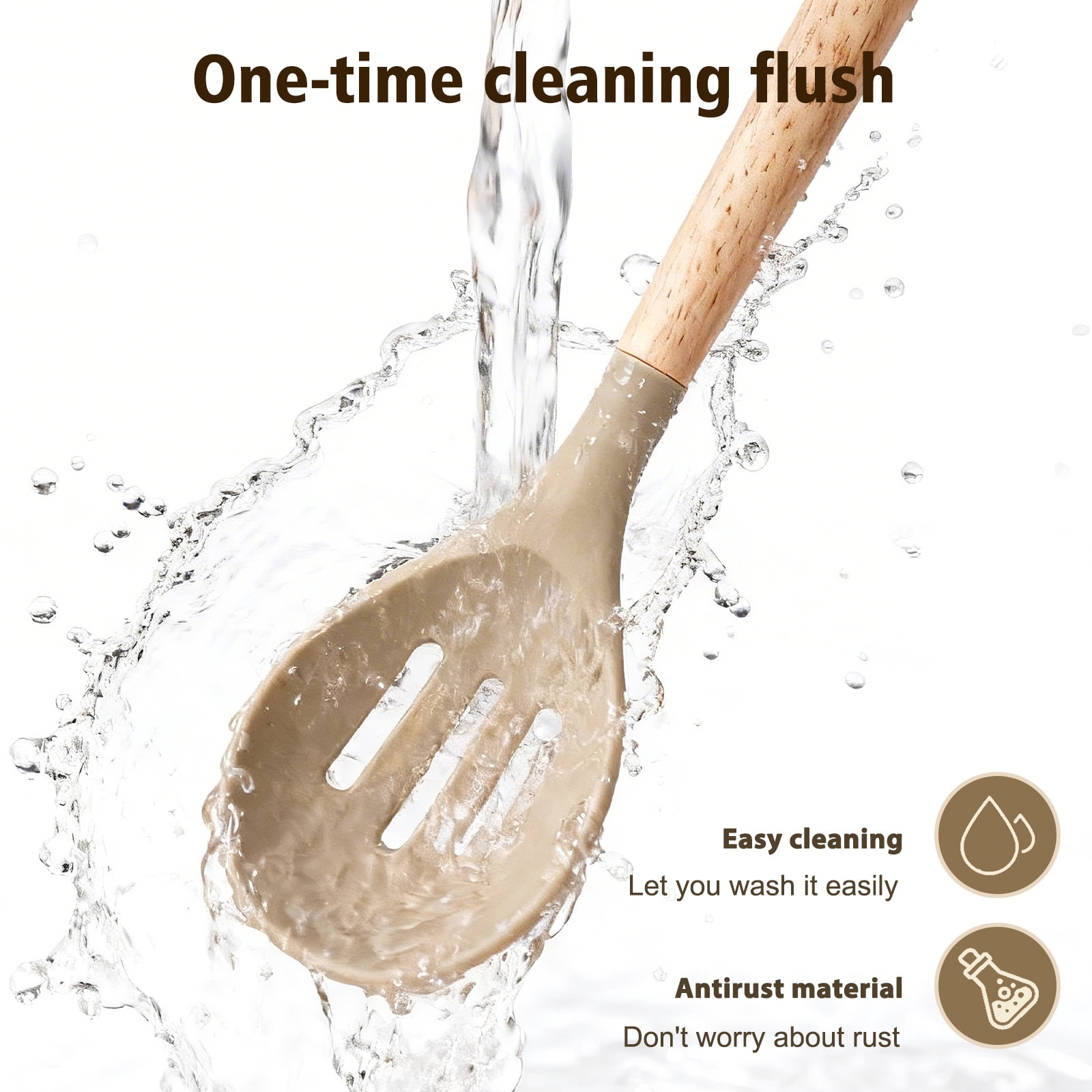 Silicone Cooking Utensils Set, Heat Resistant Kitchen Tools, 36 PCS Non-Stick Silicone Cooking Kitchen Utensils, Khaki