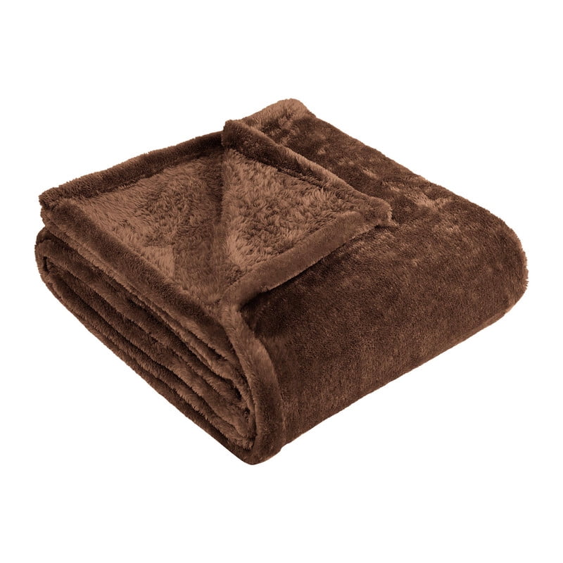 Superior Super Soft Plush Fleece Blanket 50" x 60", Bed & Couch Blankets, Throw, Chocolate