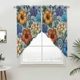 thumbnail image 2 of Swag Valance Curtains for Windows, Boho Colorful Floral Light Filtering Kitchen Curtains with Rod Pocket, Spring Flowers Vintage Abstract Art Window Treatment Valances for Living Room, 36x45 - 2 PCS, 2 of 9