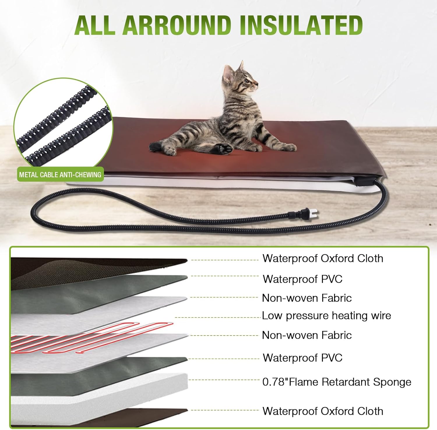 Aivituvin Heated Cat House Outdoor Insulated Liner Cat House with Heated Pad Feral Cat Shelter with Escape Doors Weatherproof