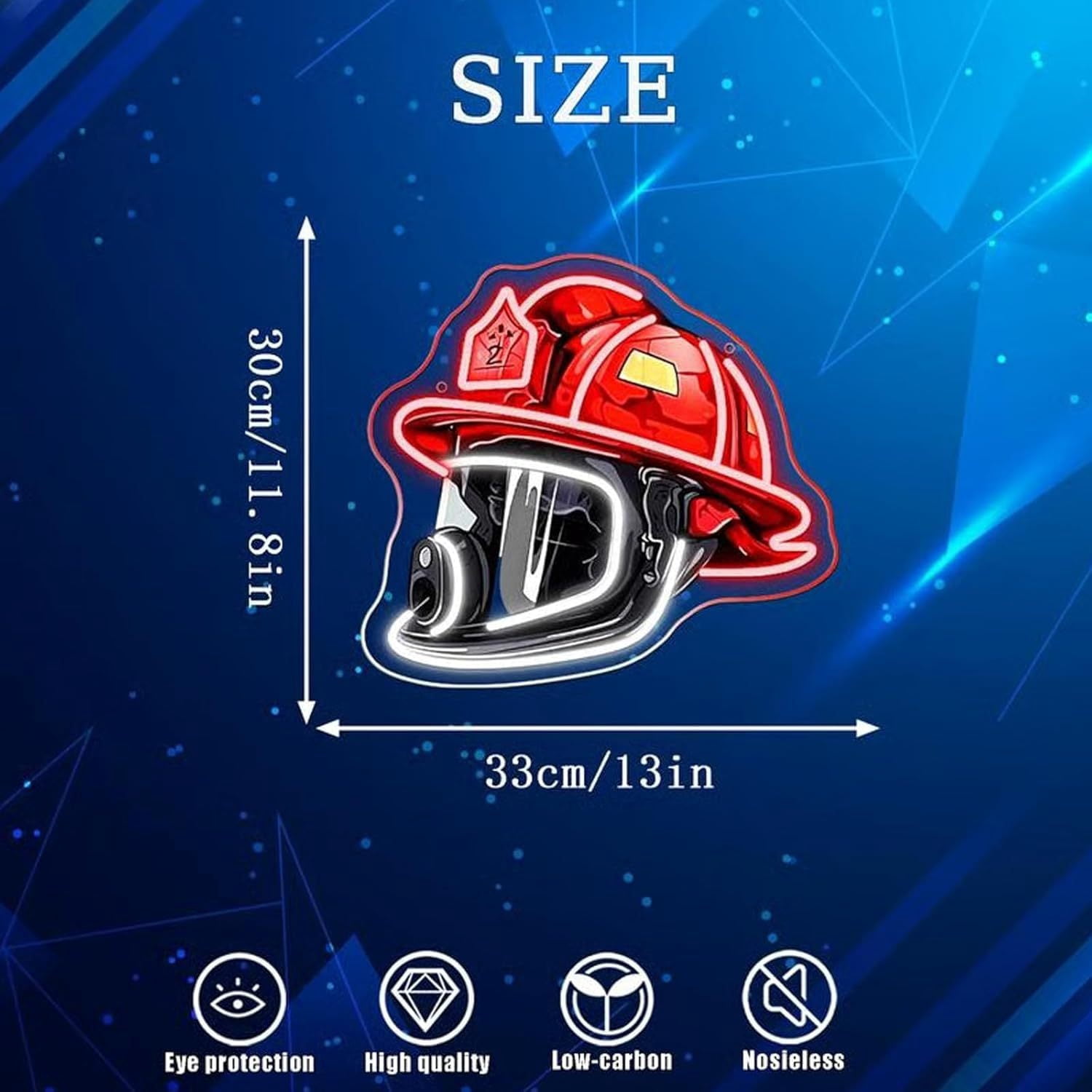 Firefighter Helmet Neon Sign, Neon Signs for Wall Decor, Firefighter Helmet LED Light, USB Powered Neon Light for Home and Fire Station Decor, Firefighter Gifts for Man Husband Boy Kids Firemen
