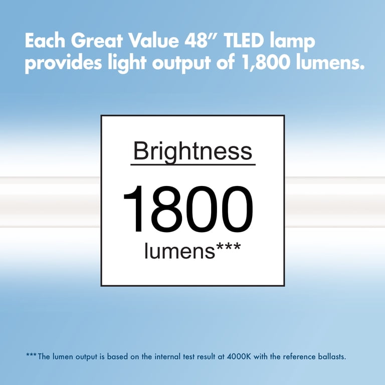 Great Value LED Light Bulb, 17 Watts T8/T12 Replacement Lamp G13