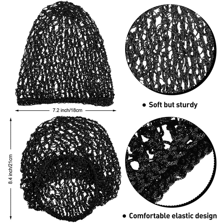 FRCOLOR 3 Stück Haarnetz Aus Polyester – Häkelnetz Schlafmütze Für Frauen, Schwarz, Elastisch, Atmungsaktiv