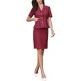 thumbnail image 4 of INSPIRE CHIC 2 Piece Suit Skirt Sets for Women Business Short Sleeve Blazer and Pencil Skirts Formal Office Casual Outfits XL Dark Red, 4 of 6