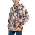 thumbnail image 2 of Fotbe Sea Shells Pattern Youth Pullover Hooded Sweatshirt, Boys Hoodie, Kangaroo Pocket Hoodie for Kids Girls -X-Large, 2 of 6