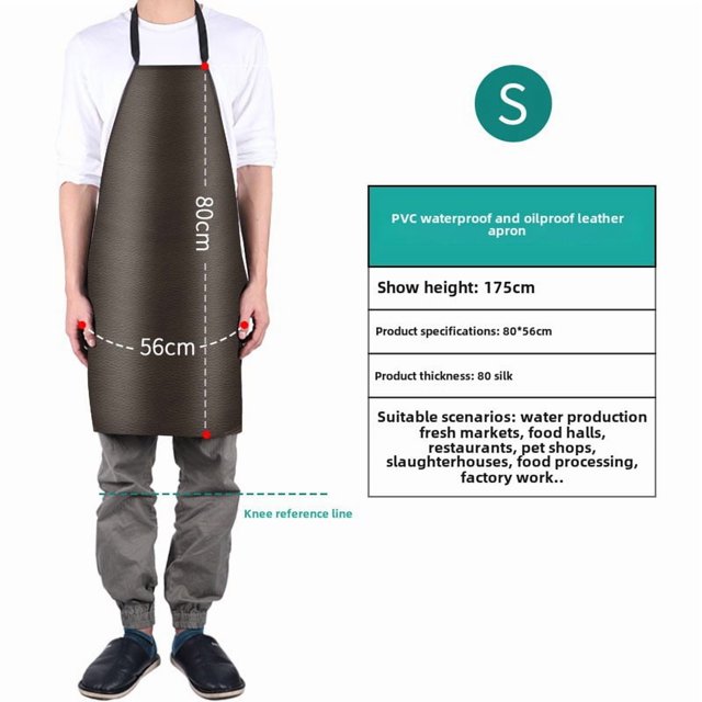 PVC Waterproof & Oil-Resistant Apron with Neck Tie - Extended Length 80x55cm for Kitchen, Cafeteria, Industrial Use - Durable, Easy-to-Clean Brown Work Apron for Cooking, Cleaning, Restaurant &