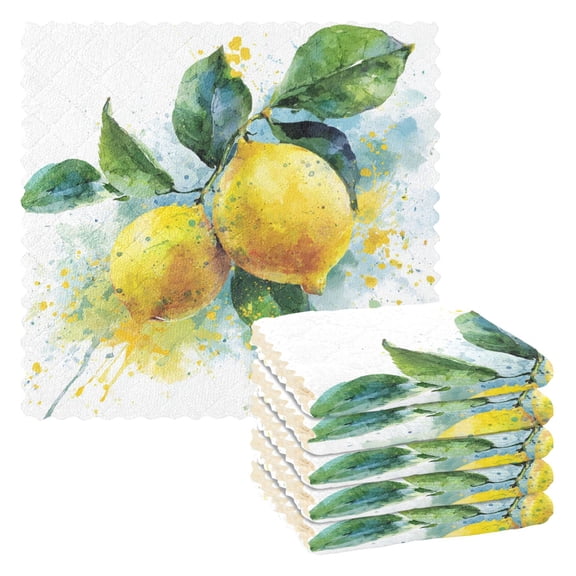 6 Pieces of Kitchen Towels 11x11Inch Kitchen Dish Cloths Kitchen Dish Towels Reuseable Cleaning Cloths Lemon