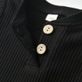 thumbnail image 2 of Newborn Baby Boy Clothes Ribbed Knitted Cotton Short Sleeve Romper +Pants Solid Color Summer Outfits Black 0-3 Months, 2 of 6
