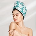 thumbnail image 2 of Yiaed Vintage Floral Print Hair Cap with Button,Coral Fleece Hair Towel Wrap for Women Wet Hair,Quick Dry Turban for Wet Hair Long Thick Hair, 2 of 5