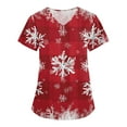 thumbnail image 6 of Wutalume Women's Short Sleeve Christmas Print Scrub Set, Pocket Top and Pants Work Uniform, Healthcare Professional Outfit,Wine 2XL, 6 of 6