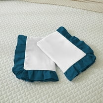Ayanshi Bedding Dual Tone Ruffle Pillow Shams Queen Size Set of 2, 20X30 - Ruffled Design Pillow Cases Soft & Smooth - Luxurious Pillow Covers 20X30 - (White-Teal)