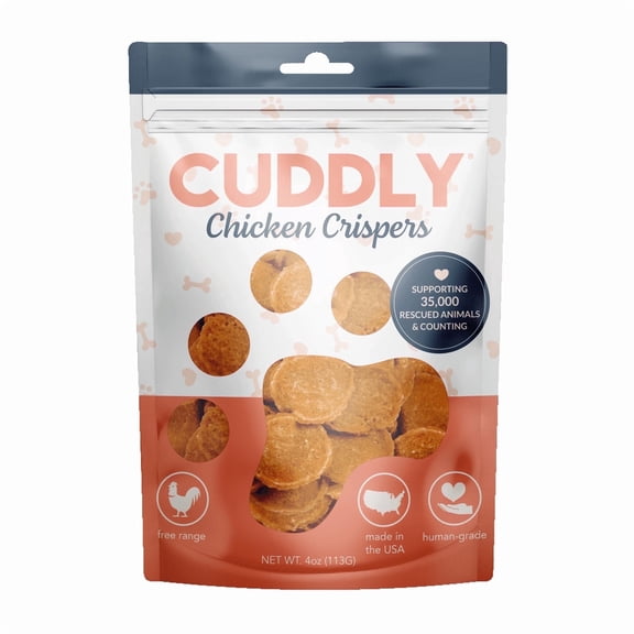 CUDDLY Chicken Crispers Dog Treats, Single-Ingredient Freeze-Dried Chicken Breast, High-Protein, 4 oz