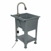 UTILITYSINKS Plastic Utility Sink Freestanding - Single Basin - 24 x 24, Gray