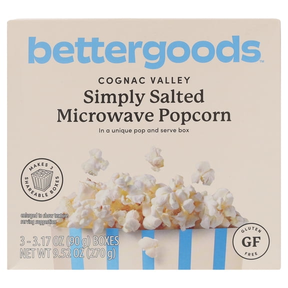 bettergoods Cognac Valley Simply Salted Microwave Popcorn, 3.17 oz, 3 Count