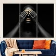 thumbnail image 3 of Black Woman Wall Decor, Contemporary Poster, Gold Woman Art, Abstract Canvas, African Gold Make Up Printed, Luxury Wall Decor, Canvas Wall Decor - 3P-Gallery Wrapped, 3 of 9