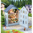 thumbnail image 2 of Casita De Muñeca Miniatura Bloque Construcción Madera azul, 2 of 5