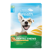 TropiClean Fresh Breath Dog Dental Care Peanut Butter Flavored Dental Chews for Small Dogs 5-25 Pounds, 20ct, 11oz - Made in USA - Helps Brush Away Plaque and Tartar