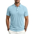 thumbnail image 2 of CAIVO Polo Shirts For Men Solid Color For Daily Commute Work Outdoor Summer Breathable Short Sleeve Casual Lapel Classic Fit Golf Tops Stretchy , L, 2 of 5