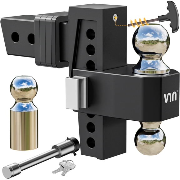 Adjustable Trailer Hitch 6 Inch Drop 2.5 Inch Receiver - Interchangeable 3 Solid Ball Mount 1-7/8", 2", 2-5/16"(18,500 LBS GTW), Heavy Duty Aluminum Drop Hitch with Pads and Locking Sets