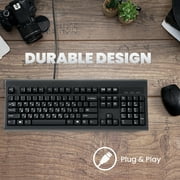 Perixx Periboard-106, Wired USB Performance Full Size Computer Keyboard, Curve Ergonomic Keys, Black