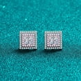 thumbnail image 3 of Biuufish Moissanite Earrings, 1.2 ct D Color 3EX Cut Lab Created Diamond Rose Gold Square Earrings 18K White Gold Plated Silver Screw Back for Women, 3 of 5
