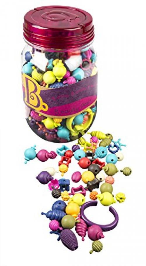 B. Beauty Pops. Jewelry Kit with Bright Reusable Beads in Assorted Shapes, Sizes, and Colors. Includes Bracelet and Ring Blanks for Creative Fun and Wear. Ages 4 and Up (275 Pieces)