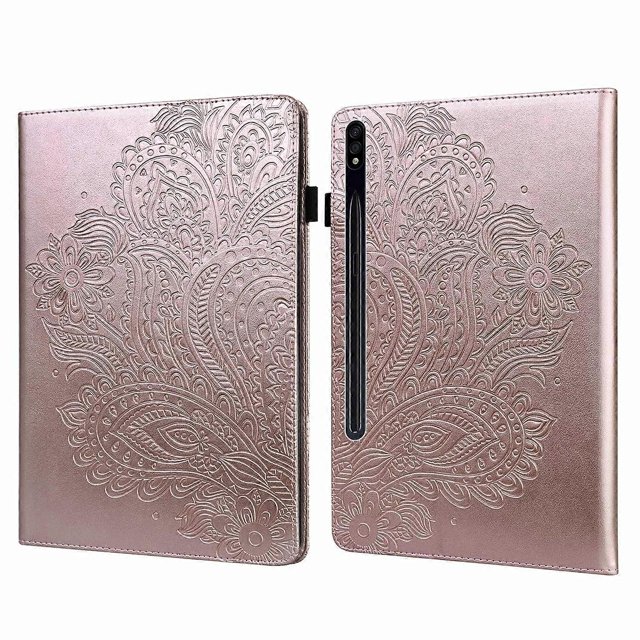 Tablet Case For Samsung Galaxy Tab S10+ S9 FE+ S9+ S8+ S7+ S7 FE Peacock Flower Pattern Card Holder