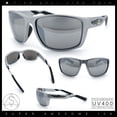 thumbnail image 2 of Choppers Wrap Sunglasses for Men UV400 Polycarbonate Lens Lightweight Sport Fit Durable Frame Driving Outdoor Eyewear Silver Frame - Silver Mirror Lens, 2 of 7