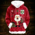 thumbnail image 2 of Hoodies For Women Oversized Winter Plush Cute Sweatshirts Pullover Trendy Fall Winter Clothes, Christmas Print Flannel Hoodie, Comfortable and Warm,Deep Red,S, 2 of 5