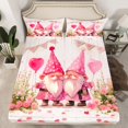 thumbnail image 2 of Homewish Cartoon Gnome Child Queen Sheet Sets, Love Heart Balloon Flat Sheet, Pink Groovy flower Queen Fitted Sheet, Breathable Home Decor, 4 Pieces, 2 of 7