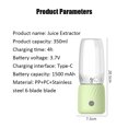 thumbnail image 4 of Portable Blender, Portable Juicer Blender With 6 Stainless Steel Blades, Motor Base, Button, 1500mA Battery Personal Size Blender Juicer Cup For School, 4 of 7