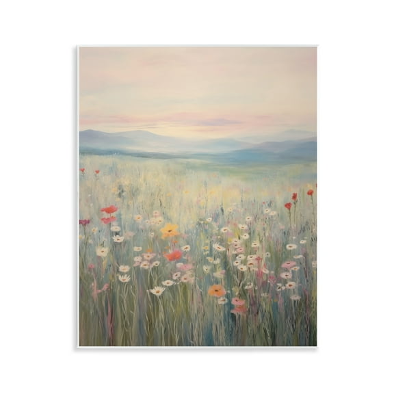 Stupell Industries Pastel Spring Floral Meadow Landscape & Nature Painting Unframed Art Print Wall Art, 11 x 14