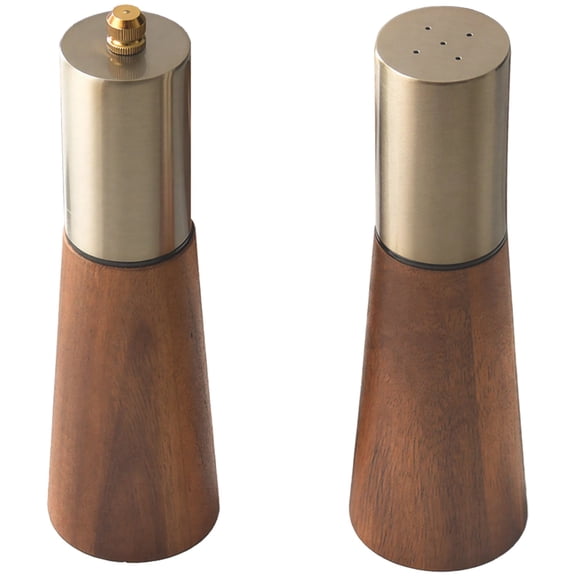 Acacia Wood Salt and Pepper Grinder Set – Stainless Steel Top, Adjustable Ceramic Core, 7.5" & 6.9" Manual Mills for Home Kitchen & Camping