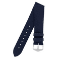 thumbnail image 3 of HIRSCH Diamond Calf Untextured Leather Watch Strap - Blue Band / Silver Buckle - XL - 24mm, 3 of 8