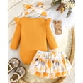 thumbnail image 5 of WIBACKER Newborn Baby Girls 3Pcs Outfits Infant Girls Outfits Long Sleeve Ruffle Romper+Floral Skirts+Headband Set Fall Winter Clothes, 5 of 10