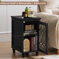 thumbnail image 3 of Joaxswe Narrow Side Table with Glass Door, Night Stand with Adjustable Shelf Storage Cabinet Organizer, Bedside End Tables for Small Spaces, Black, 3 of 8