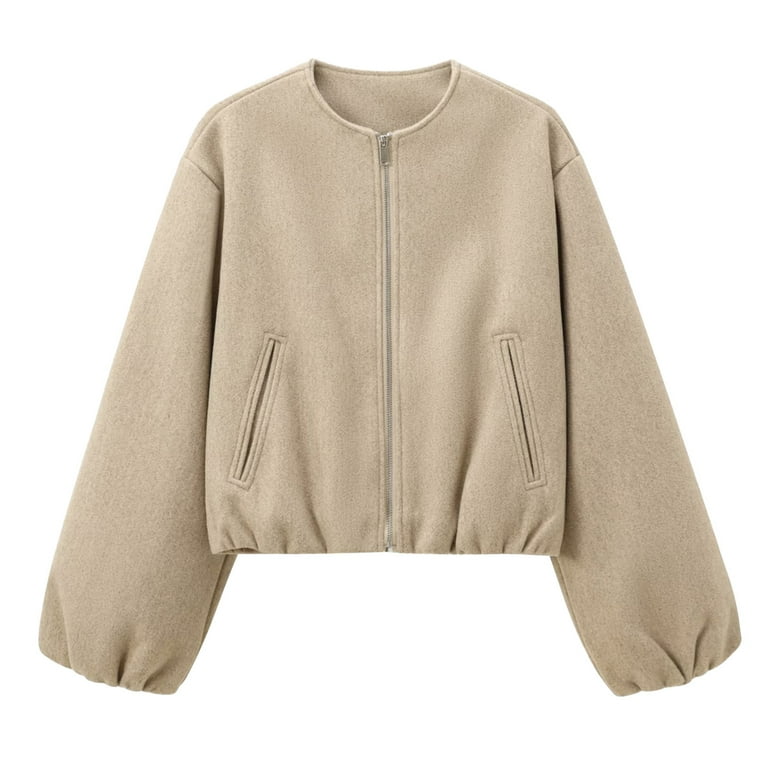 新品Theory Compact Crepe Zip Up Bomber Double Zip Pinched Logo Bomber (203JA002-F493-DARK-BEIGE)