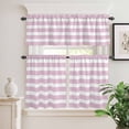 thumbnail image 2 of 3 Piece Kitchen Curtains and Valances Set Pink Stripe Cafe Curtains 36 Inch Length Modern Simple Geometric White Striped Valance & Tier Curtain for Living Room Bedroom Small Window 54"x18"+27"x36"*2, 2 of 6