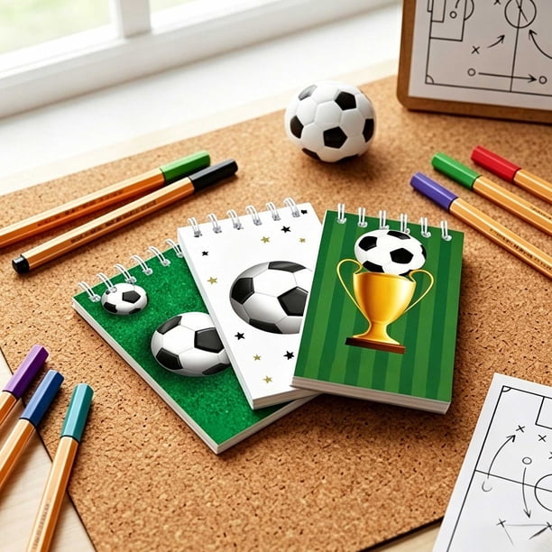 Beforeyayn Pack Soccer Themed Mini Notebooks Football, Pocket