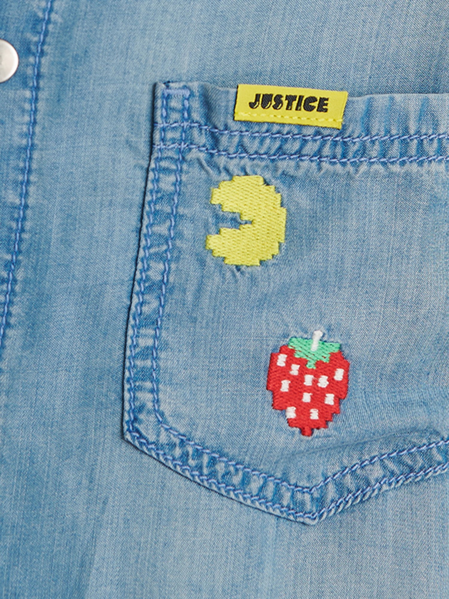 Justice Girls PAC-MAN Chambray Shirt, Sizes XS-XL & Plus