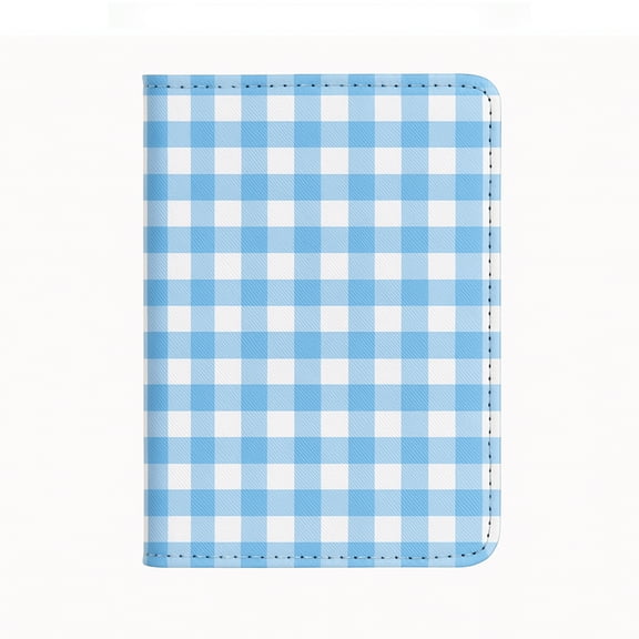 Jolitee Premium PU Vegan Leather Passport Holder, Blue Checked