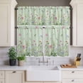 thumbnail image 4 of 3 Piece Kitchen Curtains and Valances Set Flower Green Cafe Curtains 36 Inch Length Blue Pink Daisy Wildflower Floral Botanical Valance & Tier Curtain for Living Room Bedroom Window 54"x18"+27"x36"*2, 4 of 6
