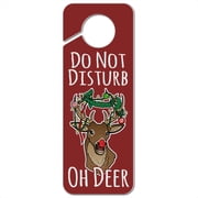 Oh Deer Dear Christmas Holidays Funny Plastic Door Knob Hanger Sign