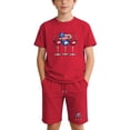 thumbnail image 2 of Stamzod Boys Girls Two Piece Outfits Unisex Short Sleeve T Shirt and Shorts Lounge Set 4Th Of July Summer Clothes Red B 13 Years, 2 of 10